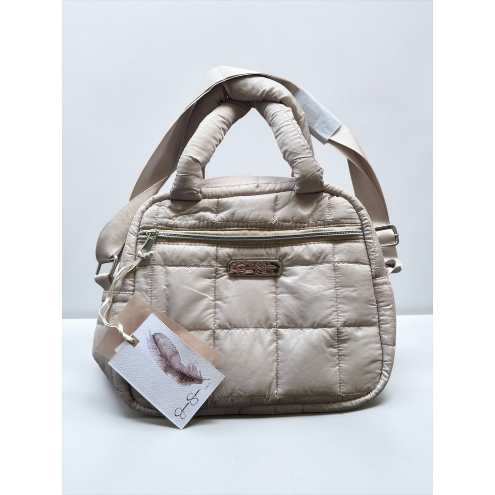 Jessica Simpson Quilted Insulated Lunch Bag Champagne Beige Puffer Tote NWT